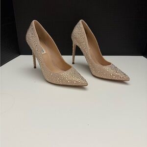 Steve Madden Sparkling Rhinestone Heels - Cream